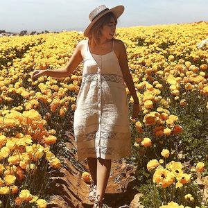 Knot Sisters cream eyelet midi dress